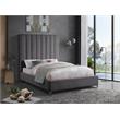 Pemberly Row Contemporary Channel Tufted Rich Velvet Full Bed in Gray