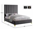 Pemberly Row Contemporary Channel Tufted Rich Velvet Full Bed in Gray