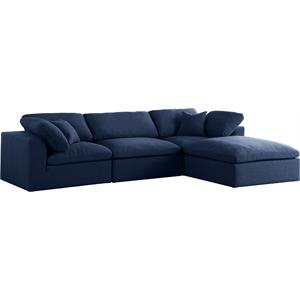 Pemberly Row Contemporary Navy Durable Linen Fabric Modular Sectional