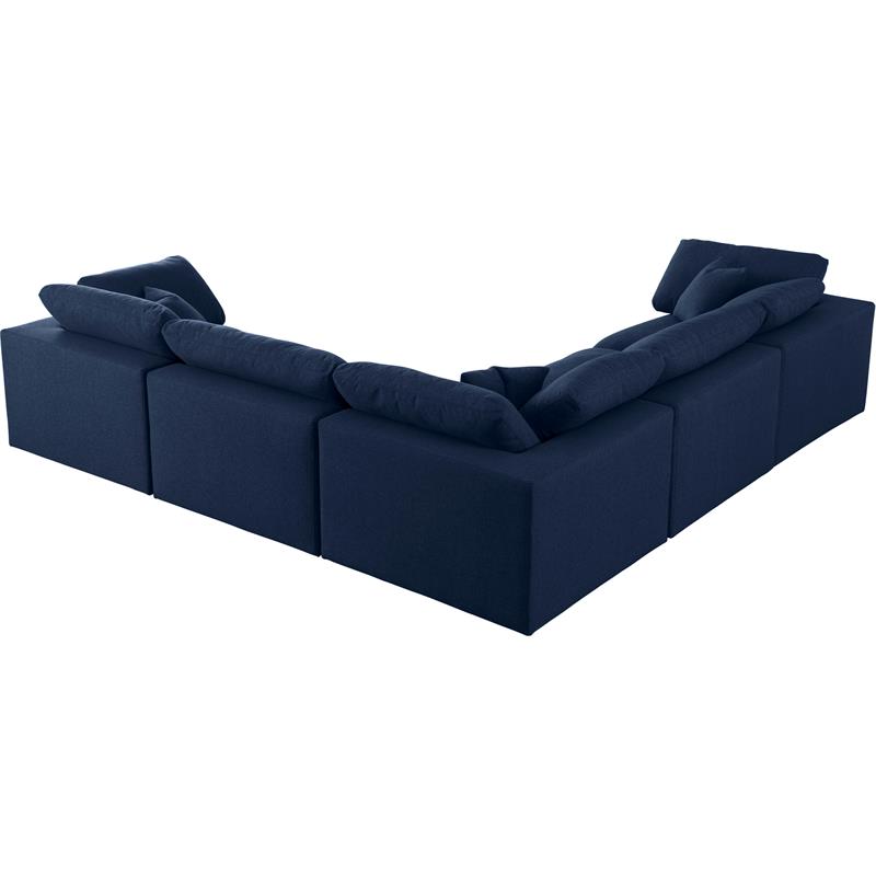 Pemberly Row Contemporary Navy Durable Linen Fabric Modular Sectional