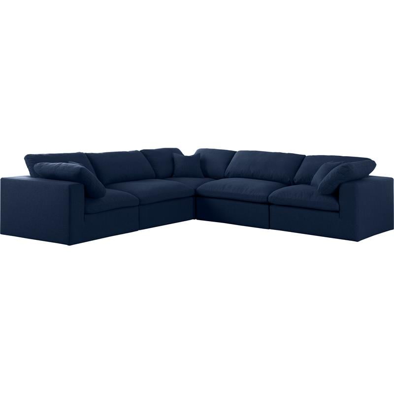 Pemberly Row Contemporary Navy Durable Linen Fabric Modular Sectional