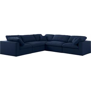 Pemberly Row Contemporary Navy Durable Linen Fabric Modular Sectional