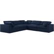 Pemberly Row Contemporary Navy Durable Linen Fabric Modular Sectional