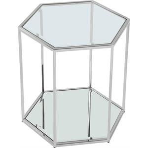 Pemberly Row Contemporary Modular Stainless Steel and Glass End Table