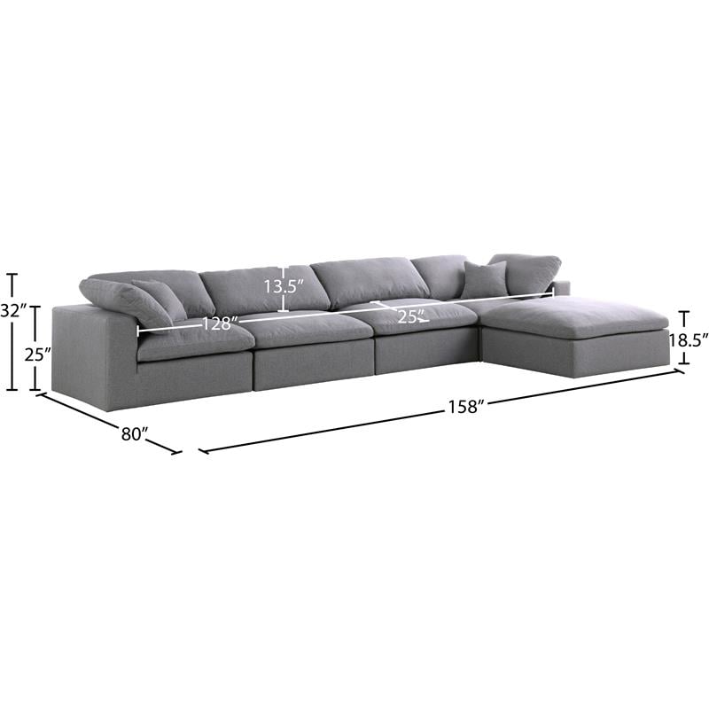 Pemberly Row Contemporary Gray Durable Linen Fabric Modular Sectional