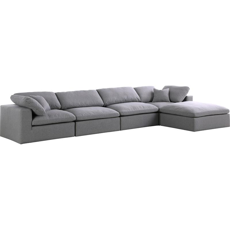 Pemberly Row Contemporary Gray Durable Linen Fabric Modular Sectional