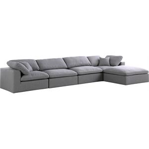 Pemberly Row Contemporary Gray Durable Linen Fabric Modular Sectional