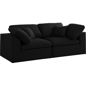 Pemberly Row Contemporary Black Linen Fabric Modular 2 Piece Loveseat