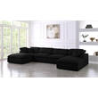 Pemberly Row Contemporary Black Linen Fabric Deluxe Modular Sectional