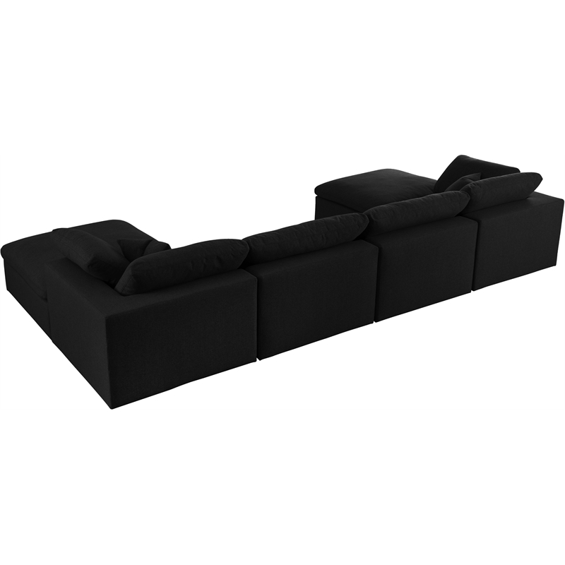Pemberly Row Contemporary Black Linen Fabric Deluxe Modular Sectional