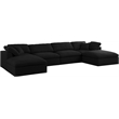 Pemberly Row Contemporary Black Linen Fabric Deluxe Modular Sectional