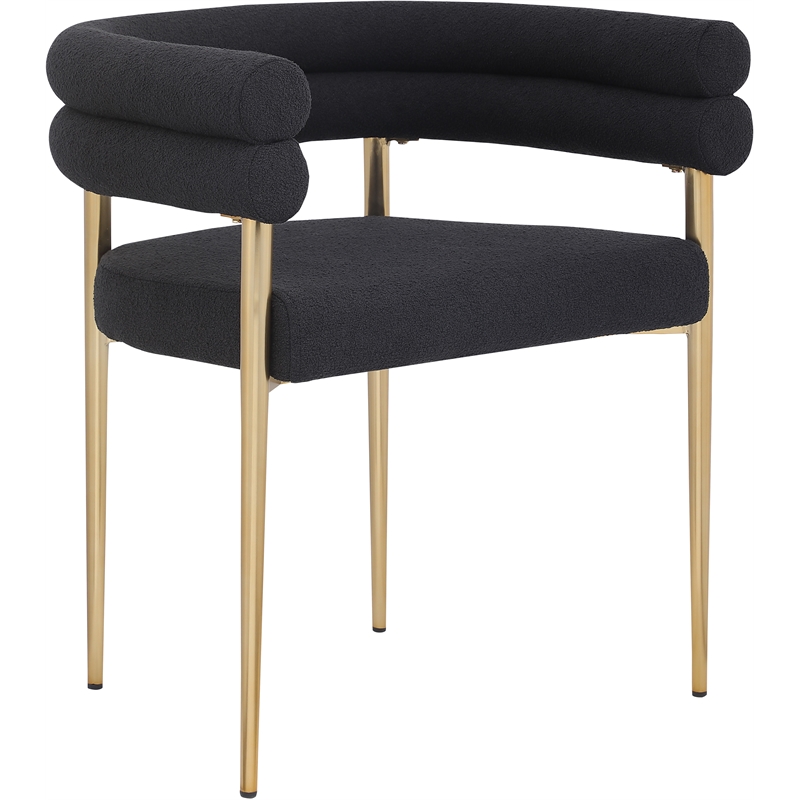Pemberly Row Contemporary Black Boucle Fabric Dining Chair (Set of 2)
