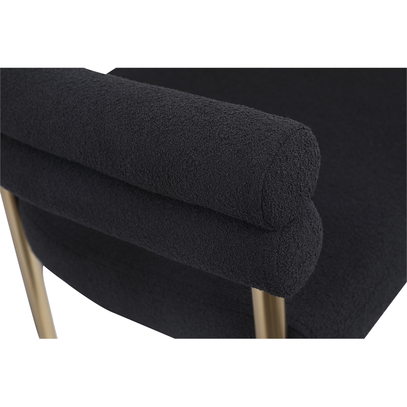 Pemberly Row Contemporary Black Boucle Fabric Dining Chair (Set of 2)