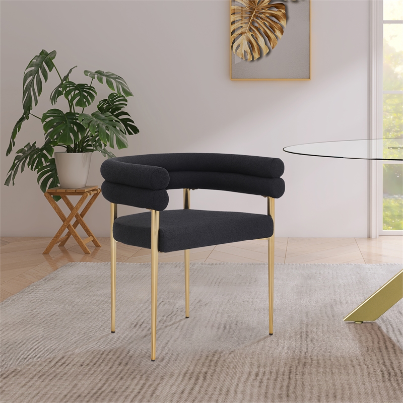 Pemberly Row Contemporary Black Boucle Fabric Dining Chair (Set of 2)