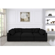 Pemberly Row Contemporary Black Linen Fabric Deluxe Modular Sectional