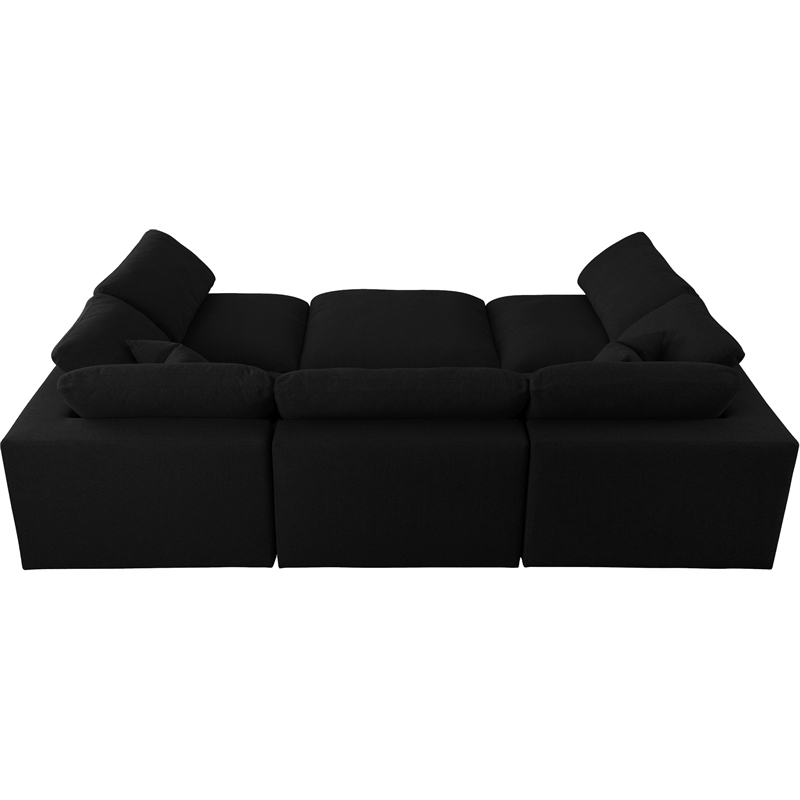 Pemberly Row Contemporary Black Linen Fabric Deluxe Modular Sectional
