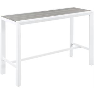 Pemberly Row Contemporary Gray Wood Outdoor Patio Rectangle Bar Table