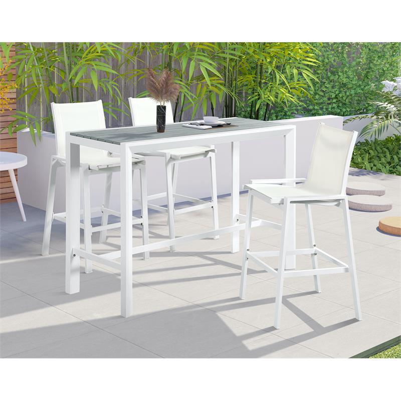 Pemberly Row Contemporary Gray Wood Outdoor Patio Rectangle Bar Table
