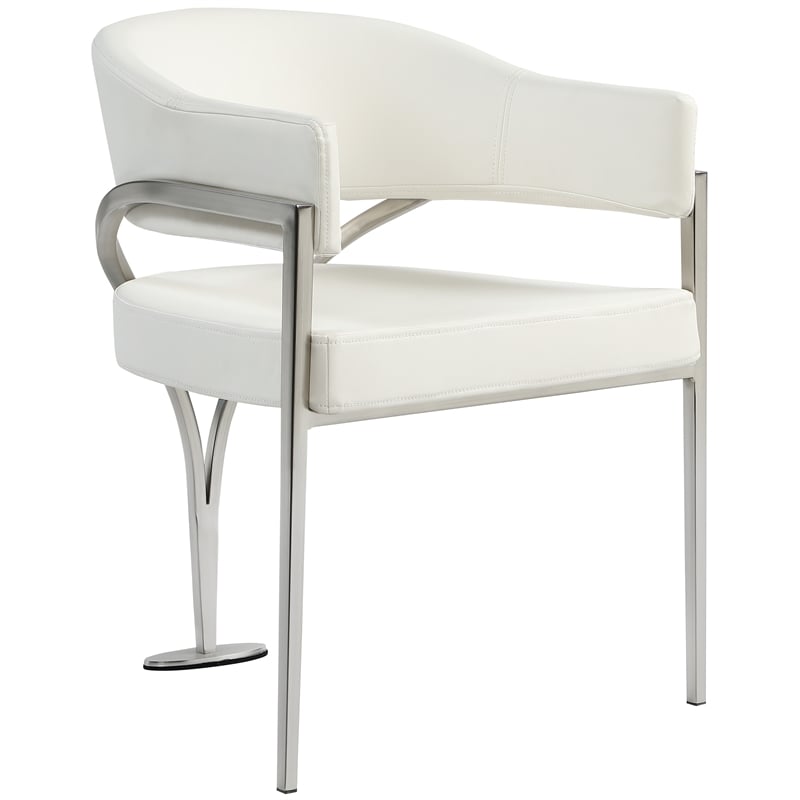 Pemberly Row Contemporary Cream Vegan Leather Dining Chair (Set of 2)
