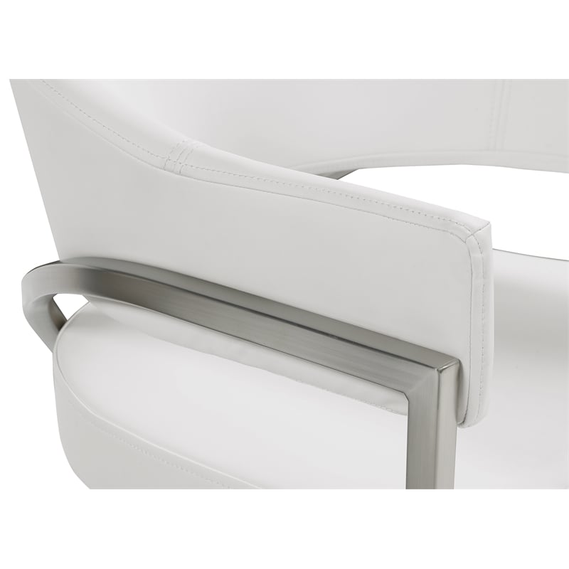 Pemberly Row Contemporary Cream Vegan Leather Dining Chair (Set of 2)