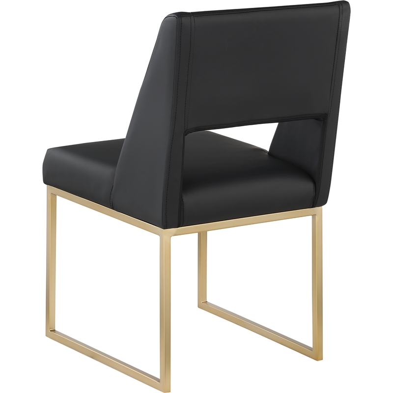 Pemberly Row Contemporary Black Vegan Leather Dining Chair (Set of 2)