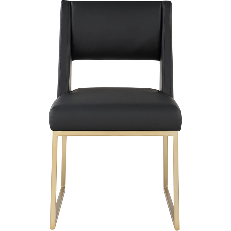 Pemberly Row Contemporary Black Vegan Leather Dining Chair (Set of 2)