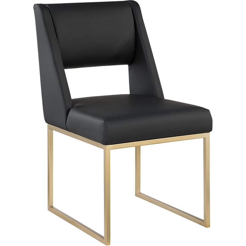 Pemberly Row Contemporary Black Vegan Leather Dining Chair (Set of 2)