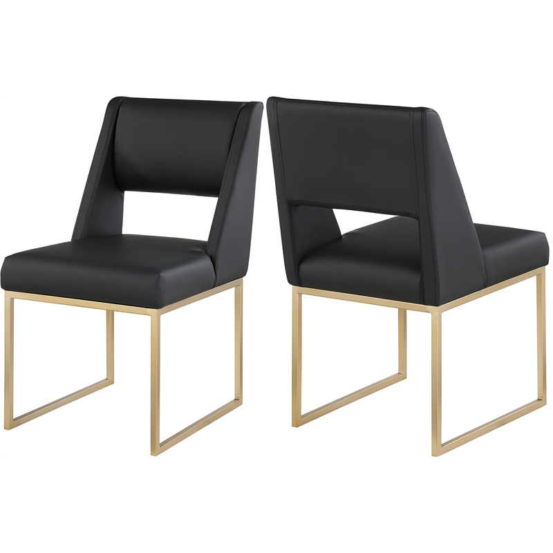 Pemberly Row Contemporary Black Vegan Leather Dining Chair (Set of 2)