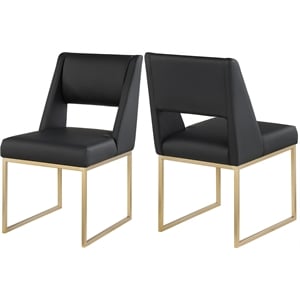 Pemberly Row Contemporary Black Vegan Leather Dining Chair (Set of 2)