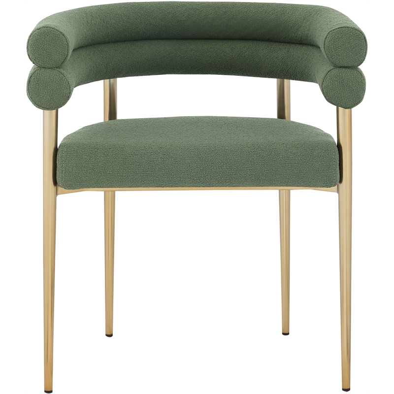Pemberly Row Contemporary Green Boucle Fabric Dining Chair (Set of 2)