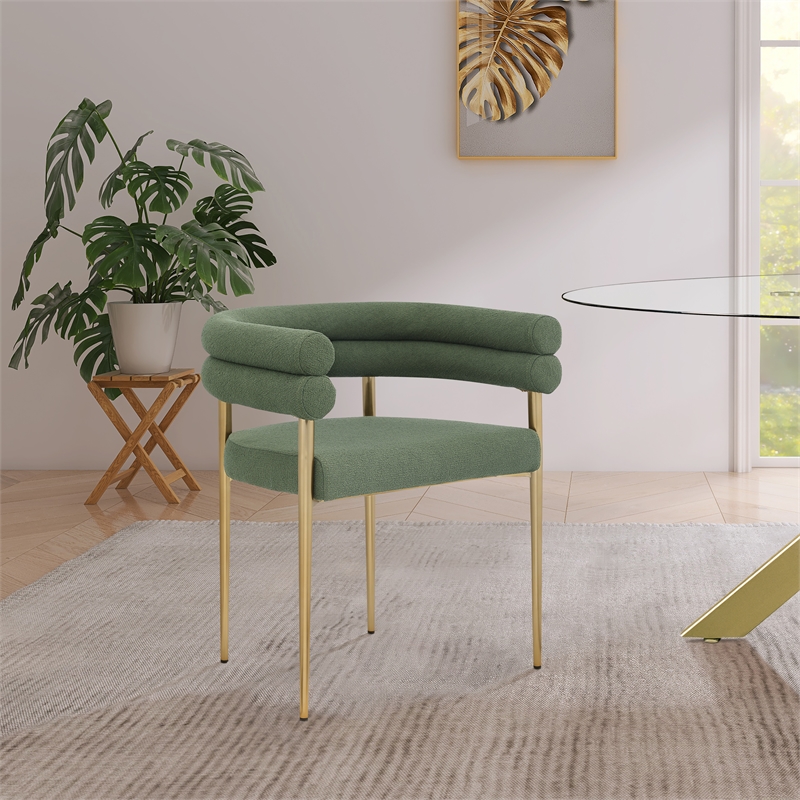 Pemberly Row Contemporary Green Boucle Fabric Dining Chair (Set of 2)
