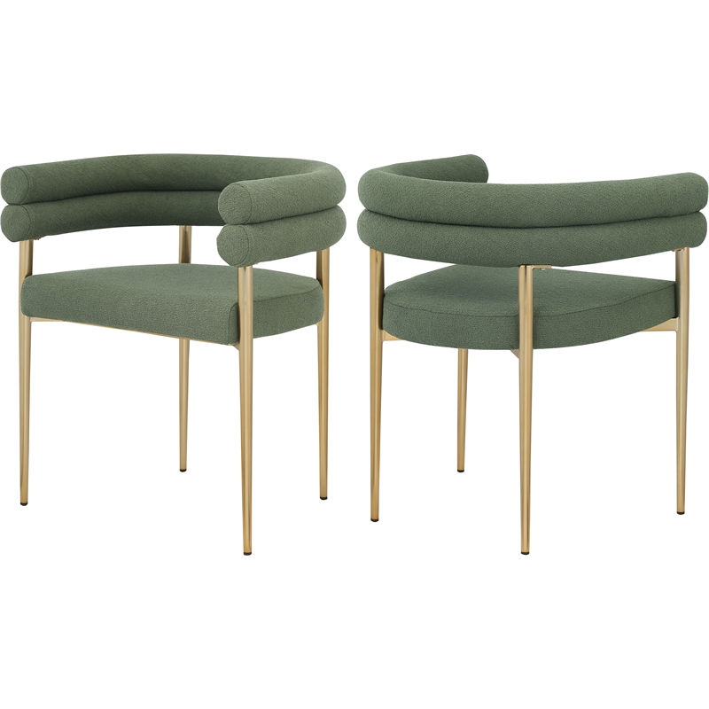 Pemberly Row Contemporary Green Boucle Fabric Dining Chair (Set of 2)