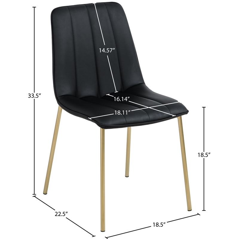 Pemberly Row Contemporary Black Vegan Leather Dining Chair (Set of 2)