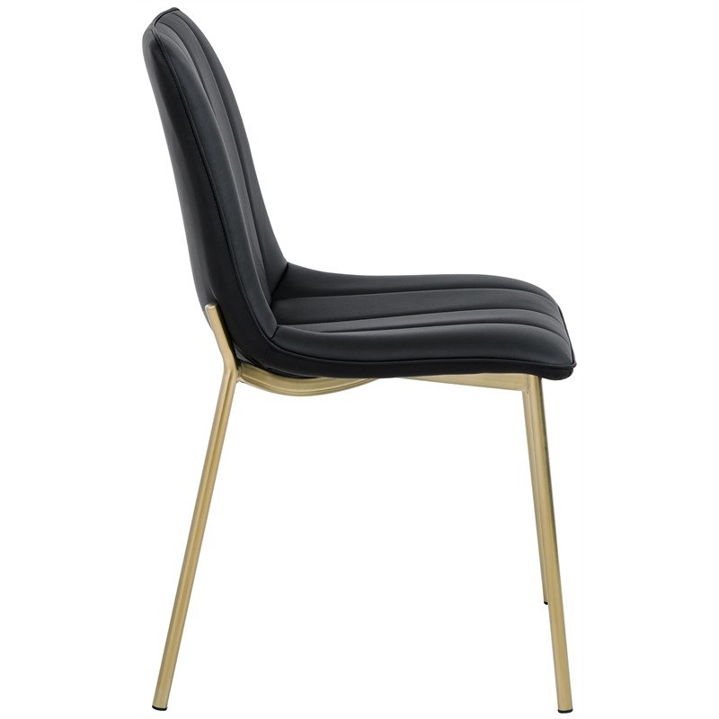 Pemberly Row Contemporary Black Vegan Leather Dining Chair (Set of 2)