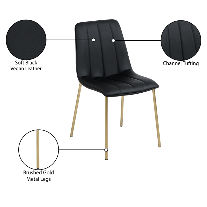 Pemberly Row Contemporary Black Vegan Leather Dining Chair (Set of 2)
