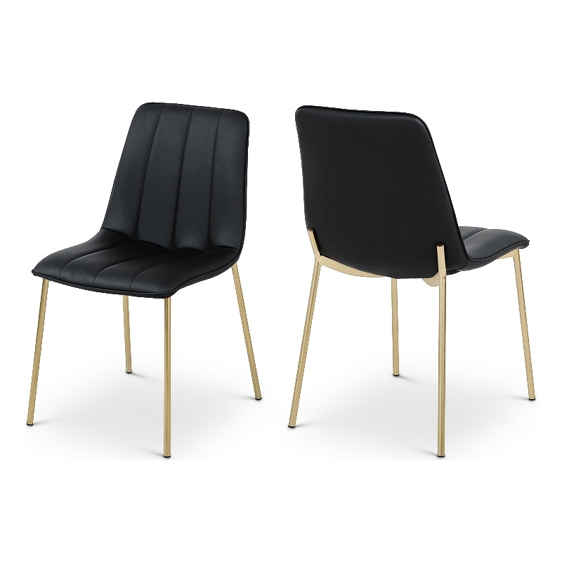 Pemberly Row Contemporary Black Vegan Leather Dining Chair (Set of 2)