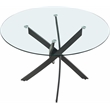 Pemberly Row Contemporary Matte Black Tempered Glass Top Dining Table