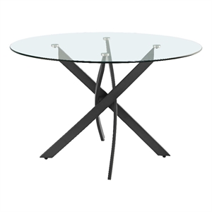 Pemberly Row Contemporary Matte Black Tempered Glass Top Dining Table