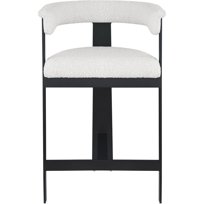 Pemberly Row Contemporary Cream Boucle Fabric Counter Stool (Set of 2)
