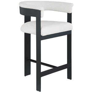 Pemberly Row Contemporary Cream Boucle Fabric Counter Stool (Set of 2)