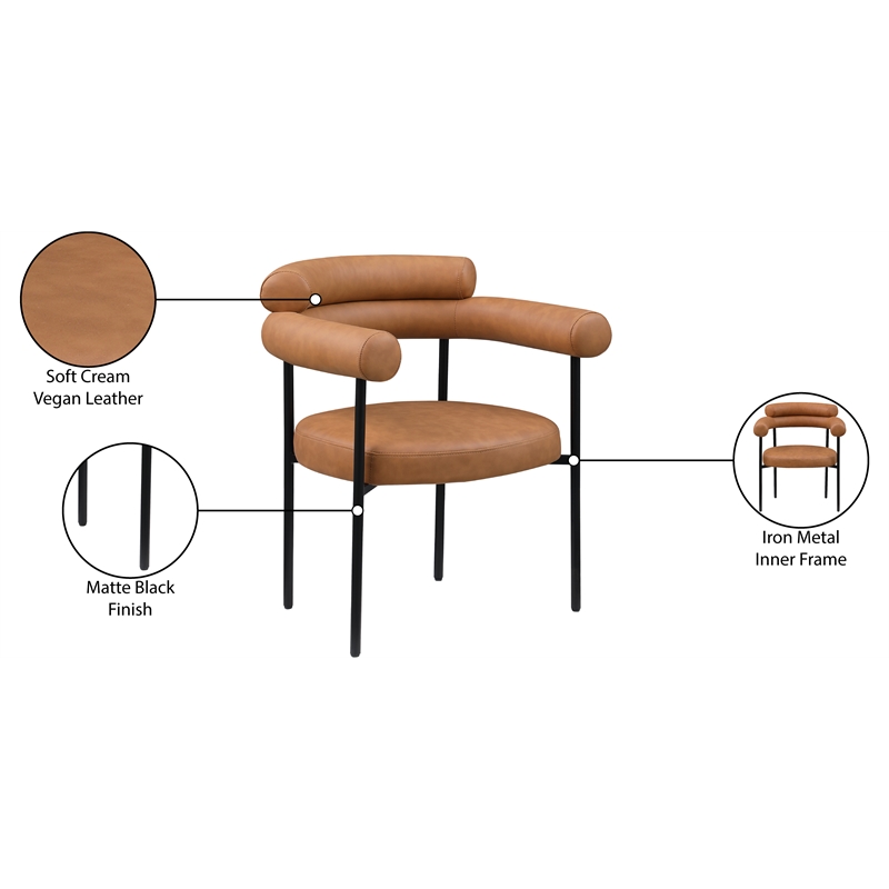 Pemberly Row Contemporary Cognac Vegan Leather Dining Chair (Set of 2)