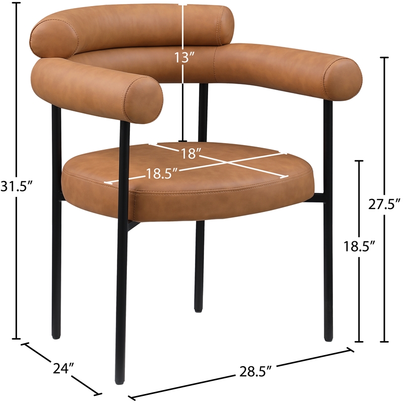 Pemberly Row Contemporary Cognac Vegan Leather Dining Chair (Set of 2)