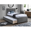 Pemberly Row Contemporary Gray Linen Textured Fabric Twin Trundle Bed