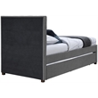 Pemberly Row Contemporary Gray Linen Textured Fabric Twin Trundle Bed