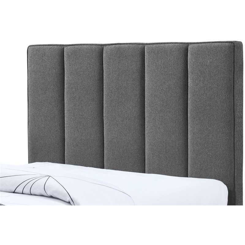 Pemberly Row Contemporary Gray Linen Textured Fabric Twin Trundle Bed