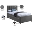 Pemberly Row Contemporary Gray Linen Textured Fabric Twin Trundle Bed