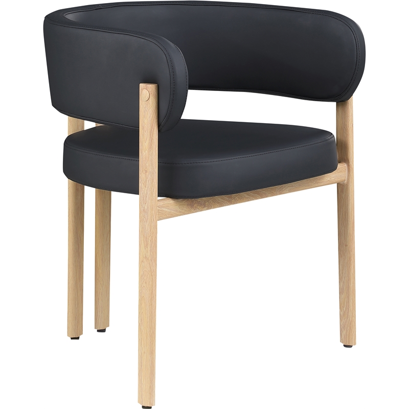 Pemberly Row Contemporary Black Vegan Leather Dining Chair (Set of 2)