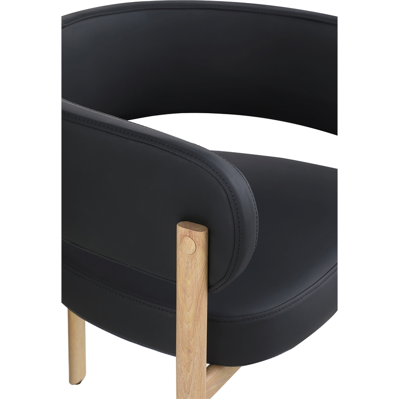 Pemberly Row Contemporary Black Vegan Leather Dining Chair (Set of 2)