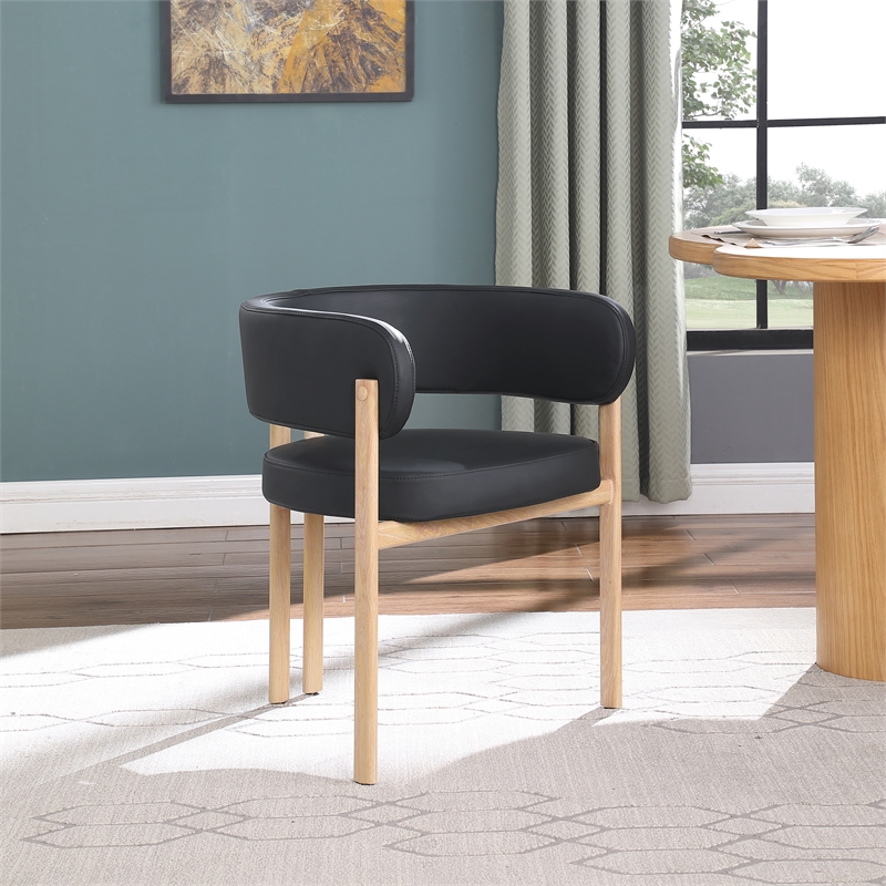 Pemberly Row Contemporary Black Vegan Leather Dining Chair (Set of 2)