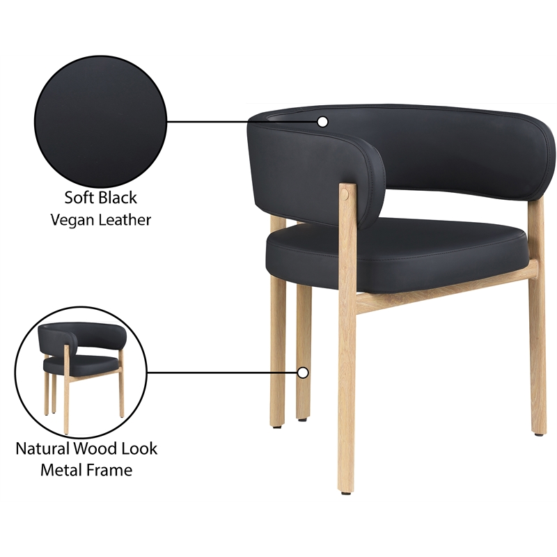 Pemberly Row Contemporary Black Vegan Leather Dining Chair (Set of 2)